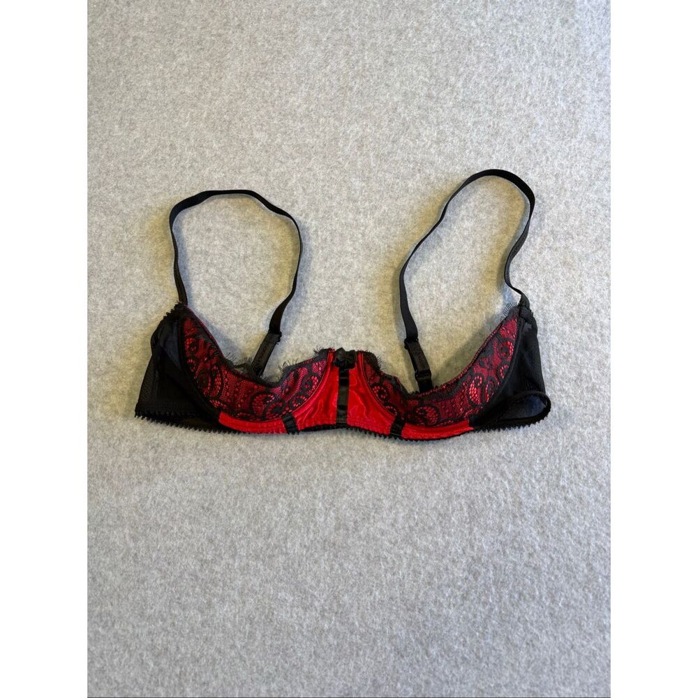 Frederick's of Hollywood lace half-cup balconette whimsygoth bra 36
